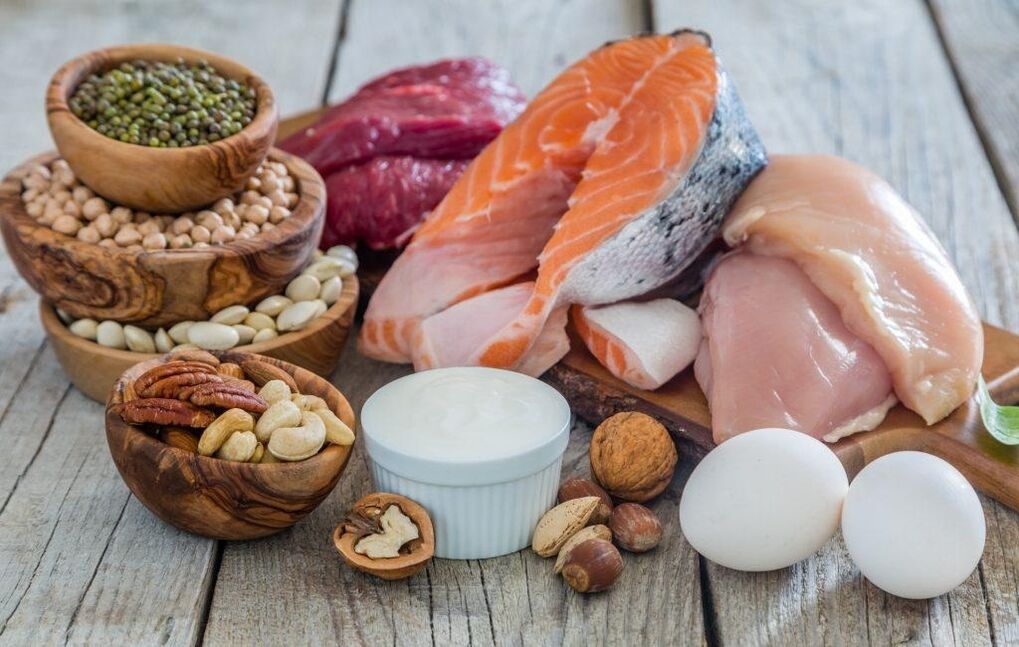 Produkte mit einem hohen Gehalt an tierischen und pflanzlichen Protein